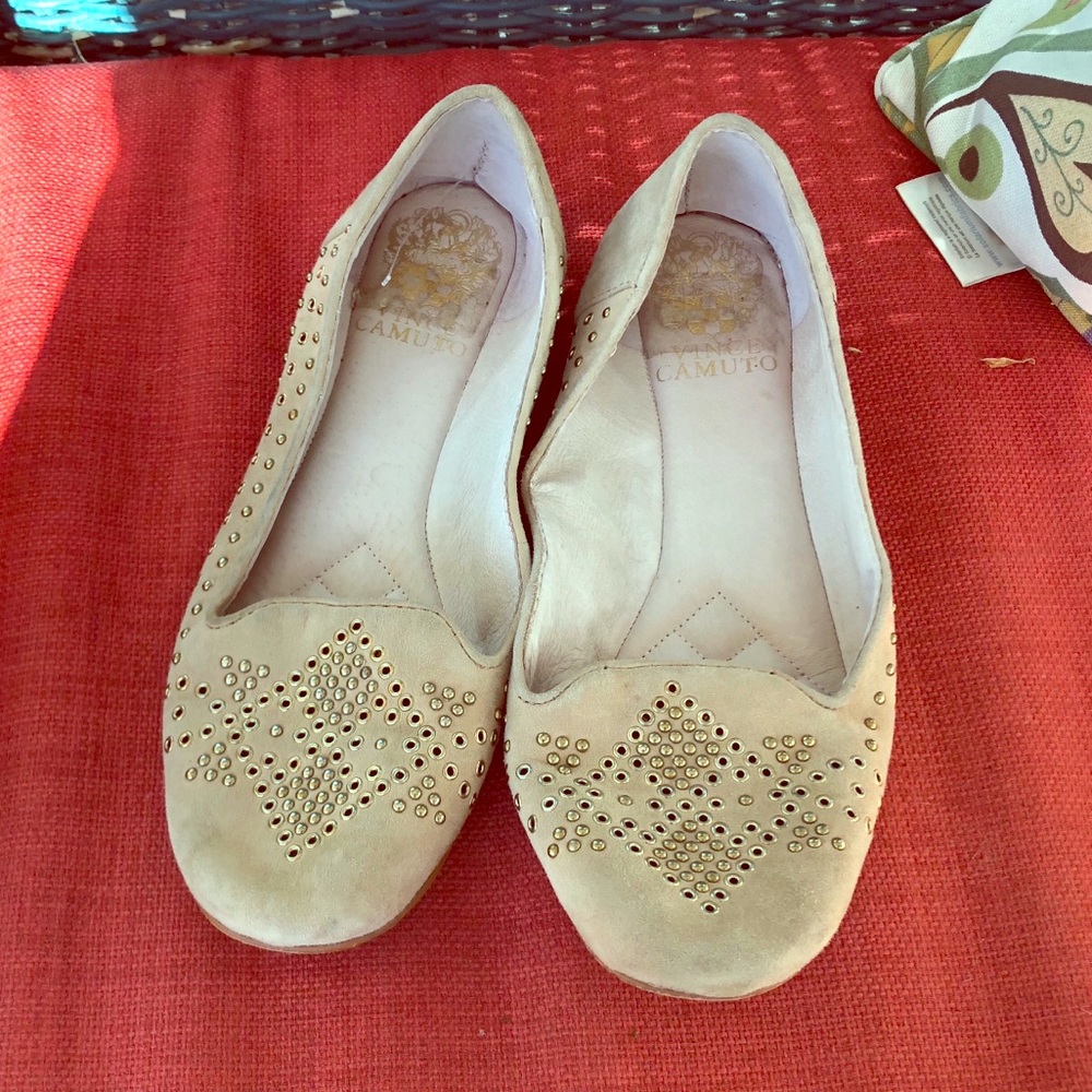 Vince Camuto Tan Leather Flats with Grommets